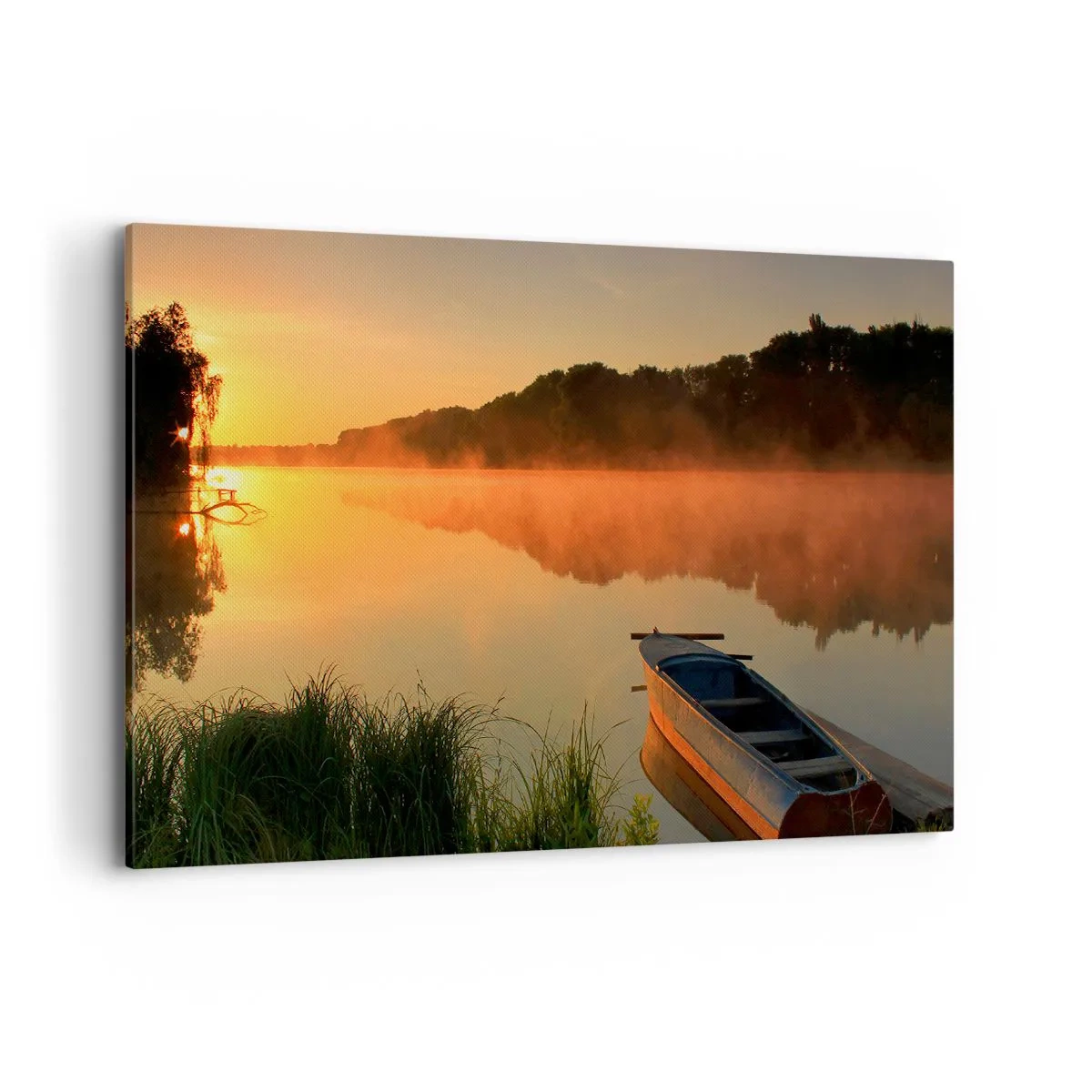 Obraz na plátně - Východ slunce u vody jako povrch zrcadla - 120x80 cm