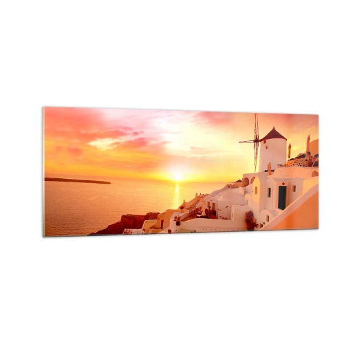Obraz na skle - Rozplynout se v bílé a zlaté - 100x40 cm