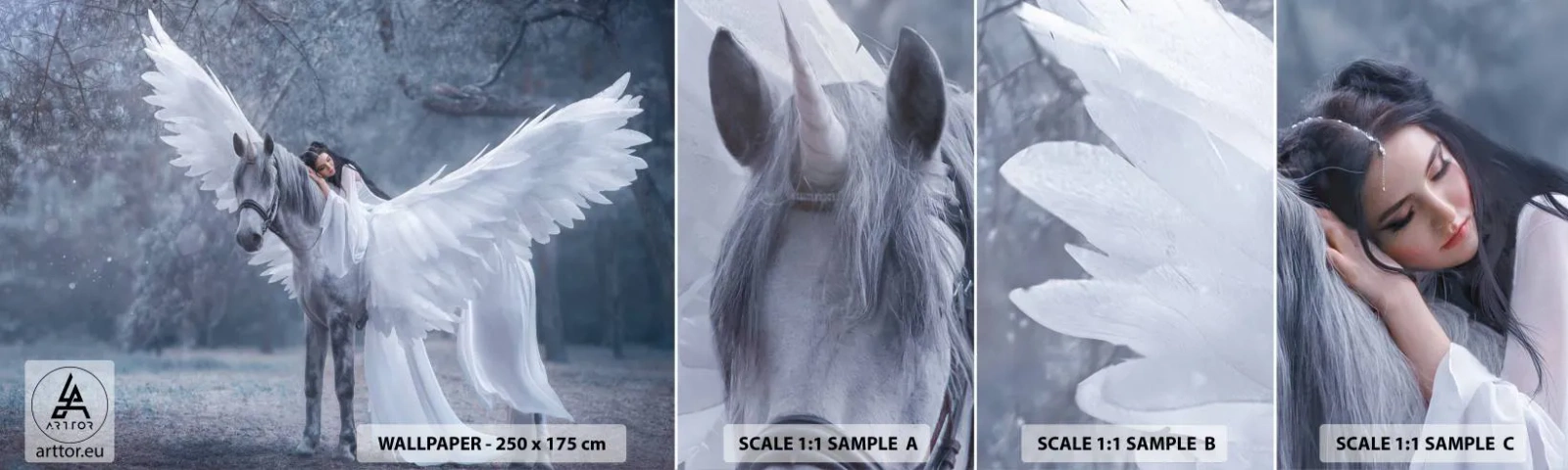 Vzor Fototapety Samolepicí Deluxe Sticker - Nadšený okamžik - Abstrakce, Kůň, Žena - 100x30 cm