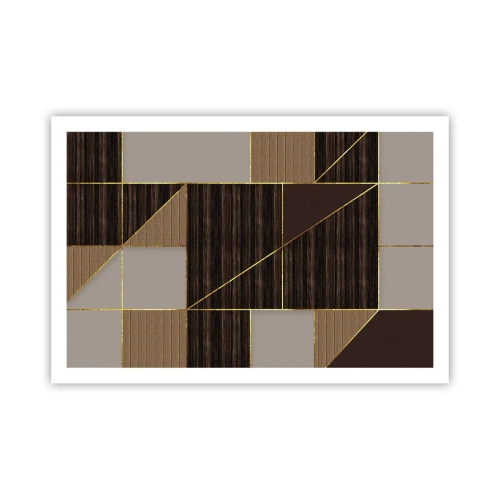 Plakát - Mozaika hnědé a zlaté - 91x61 cm
