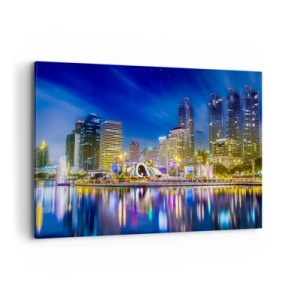 Obraz na plátně - Duhová noc metropole - 120x80 cm