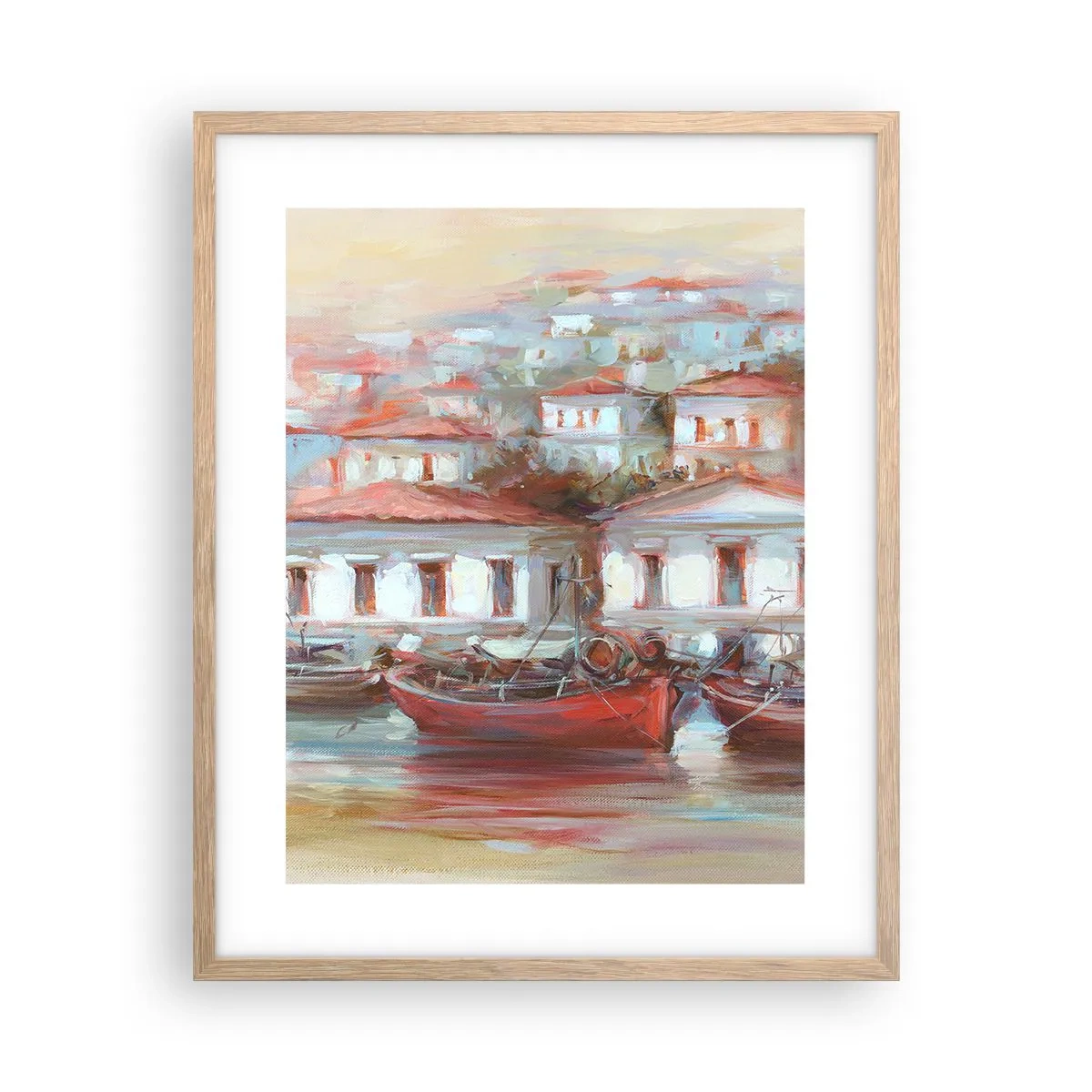 Plakát v rámu světlý dub - Šťastné městečko - 40x50 cm