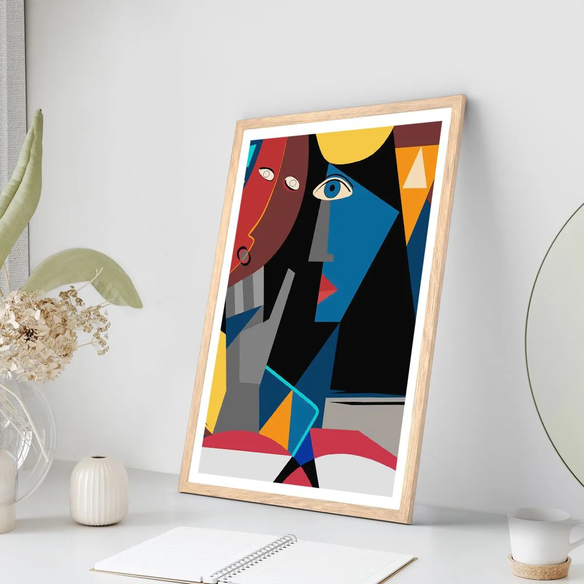 Plakát v rámu světlý dub - Konverzace kubistů - 50x70 cm