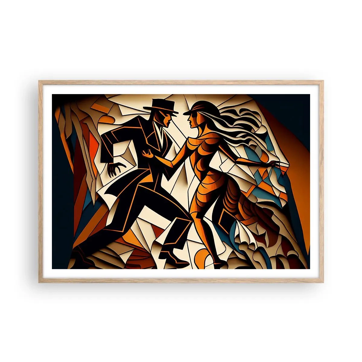 Plakát v rámu světlý dub - Tanec vřelosti a vášně - 100x70 cm