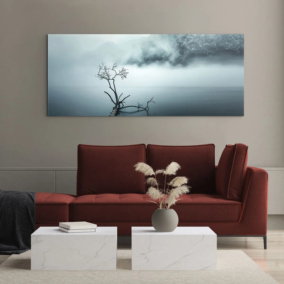 Obraz na skle - Z vody a mlhy - 100x40 cm