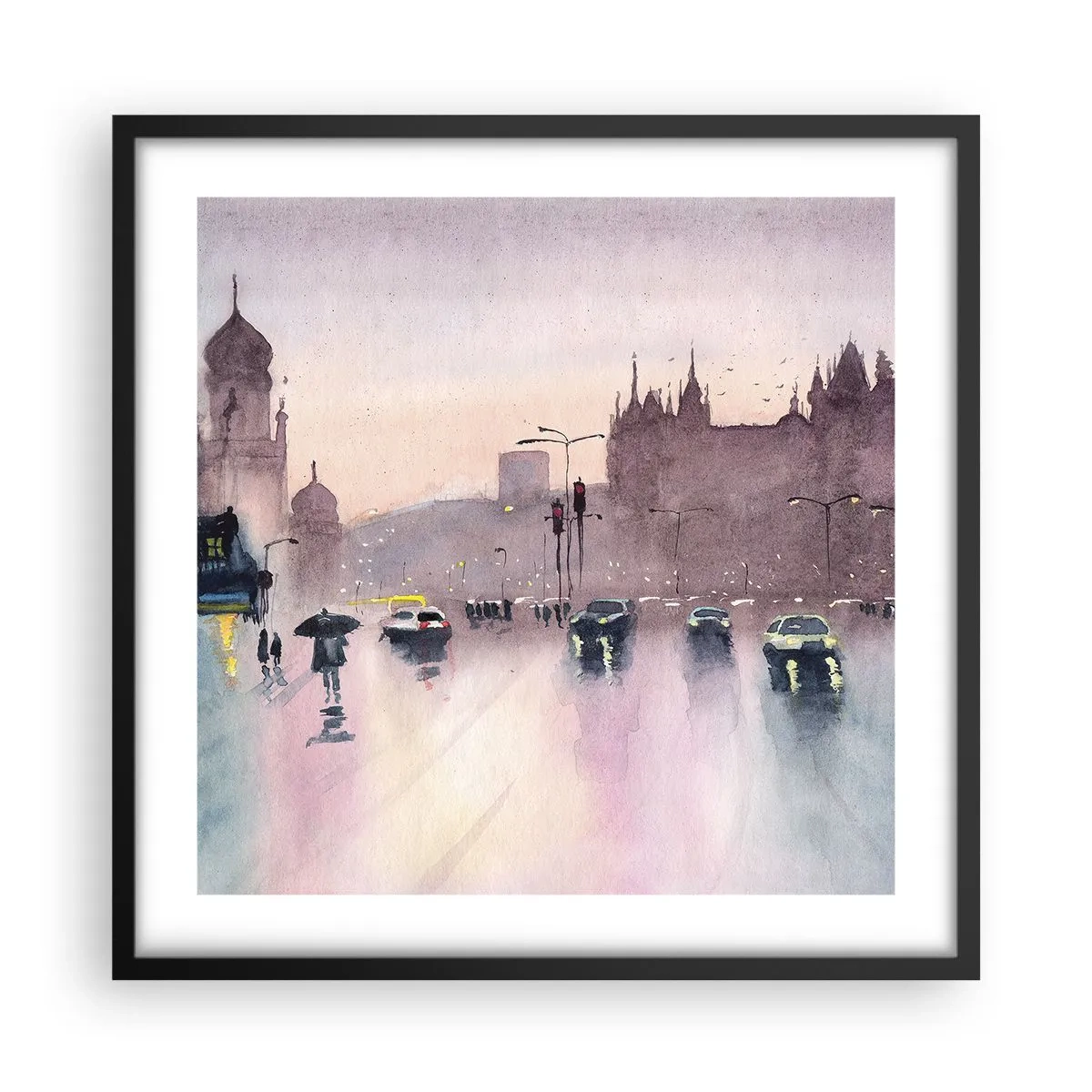 Plakát v černém rámu - V deštivém oparu - 50x50 cm