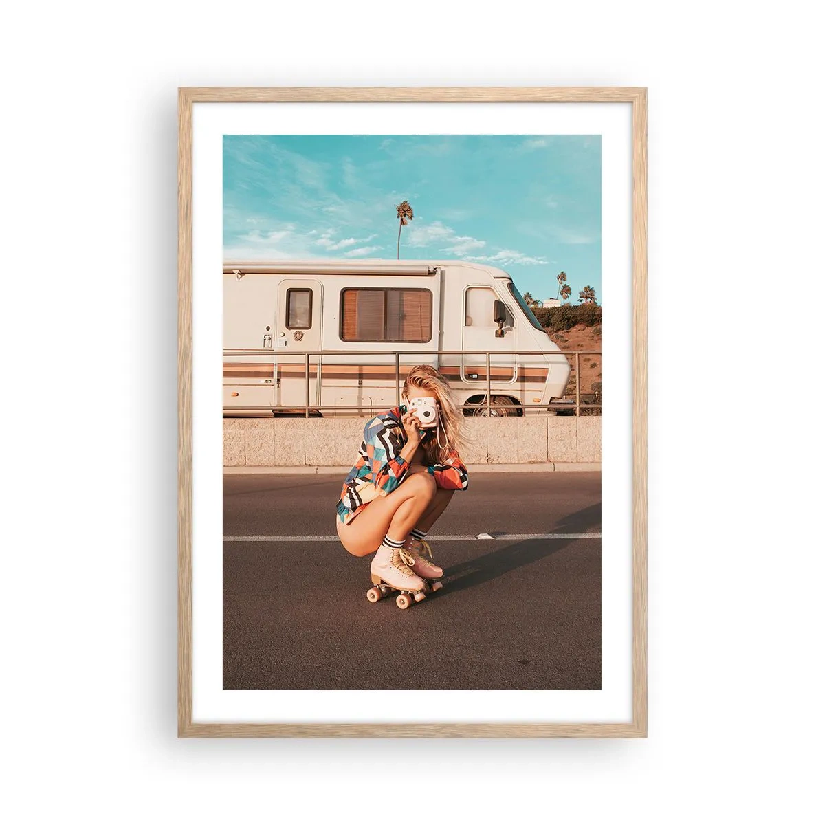 Plakát v rámu světlý dub - Usmějte se! - 50x70 cm