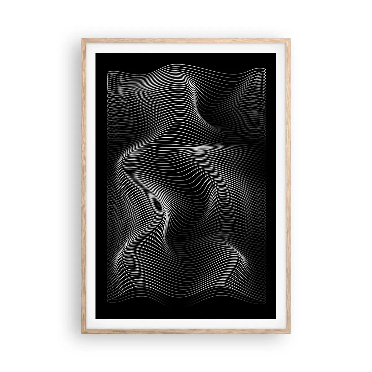 Plakát v rámu světlý dub - Tanec světla v prostoru - 70x100 cm