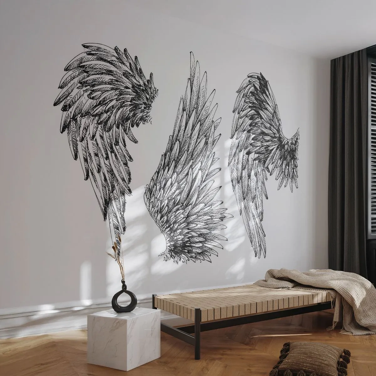 Fototapeta Premium Canvas - I ty se můžeš stát andělem - Ptačí pírko, Křídla, Grafika - 250x175 cm