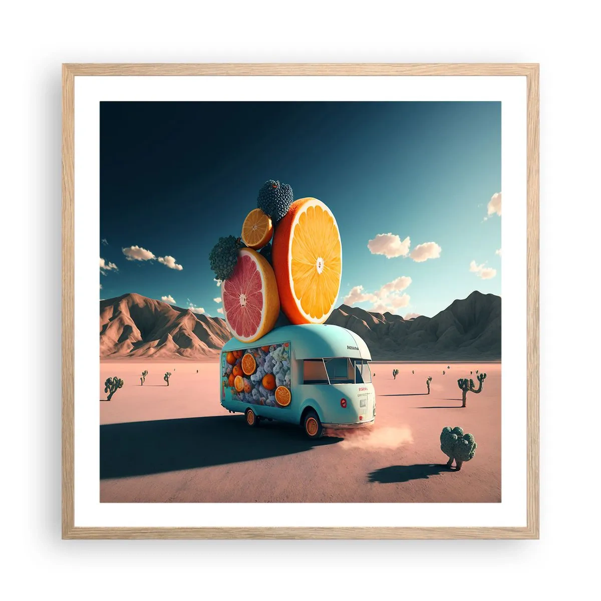 Plakát v rámu světlý dub - Chuť prázdnin - 60x60 cm