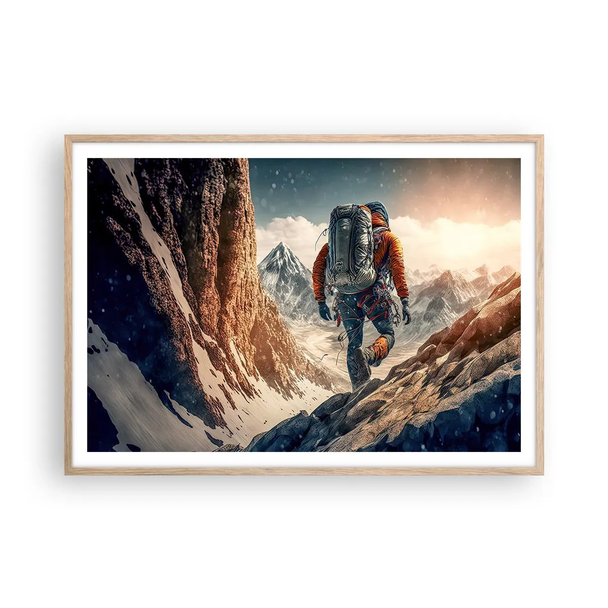 Plakát v rámu světlý dub - Osamělý bojovník - 100x70 cm