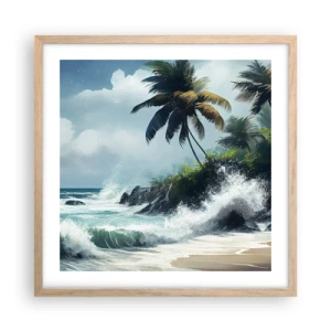 Plakát v rámu světlý dub - Na tropickém pobřeží - 50x50 cm