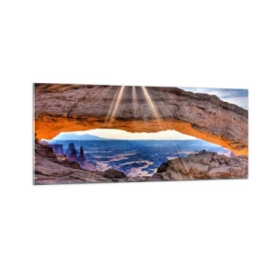 Obraz na skle - Skalní branou - 100x40 cm