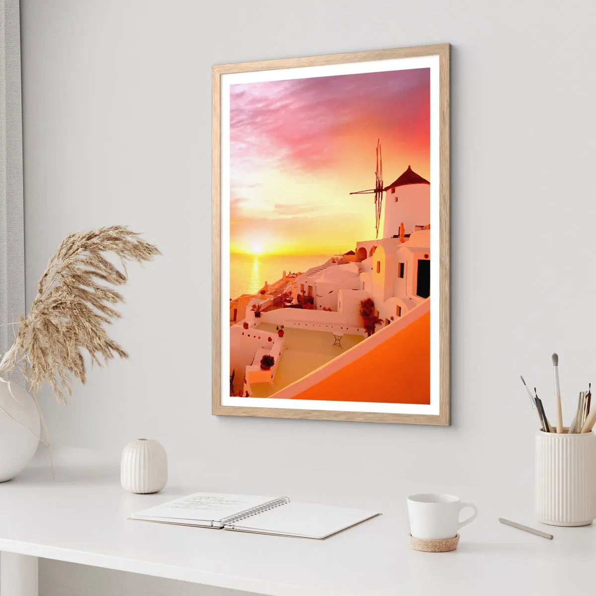 Plakát v rámu světlý dub - Rozplynout se v bílé a zlaté - 40x50 cm