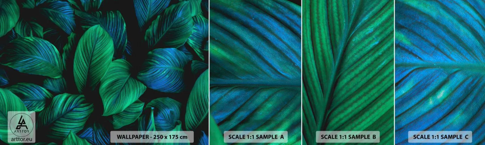 Fototapeta Vzorek Standard Eco - V zeleném davu - Zelené listy, Tropická rostlina, Příroda - 100x30 cm