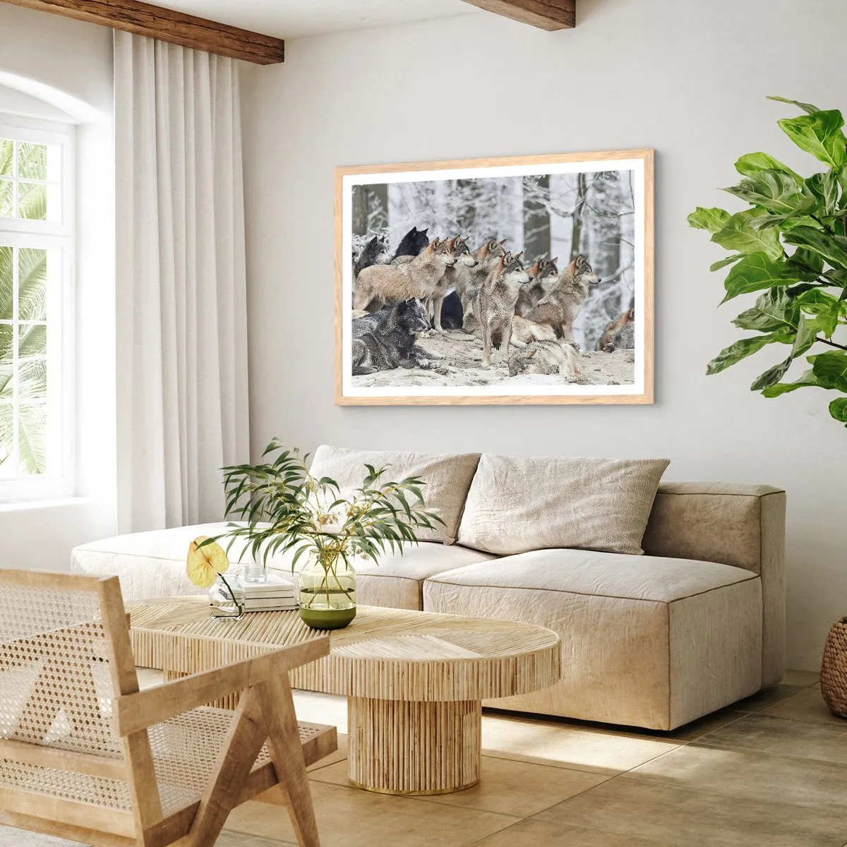 Plakát v rámu světlý dub - Rodina a přátelé - 100x70 cm