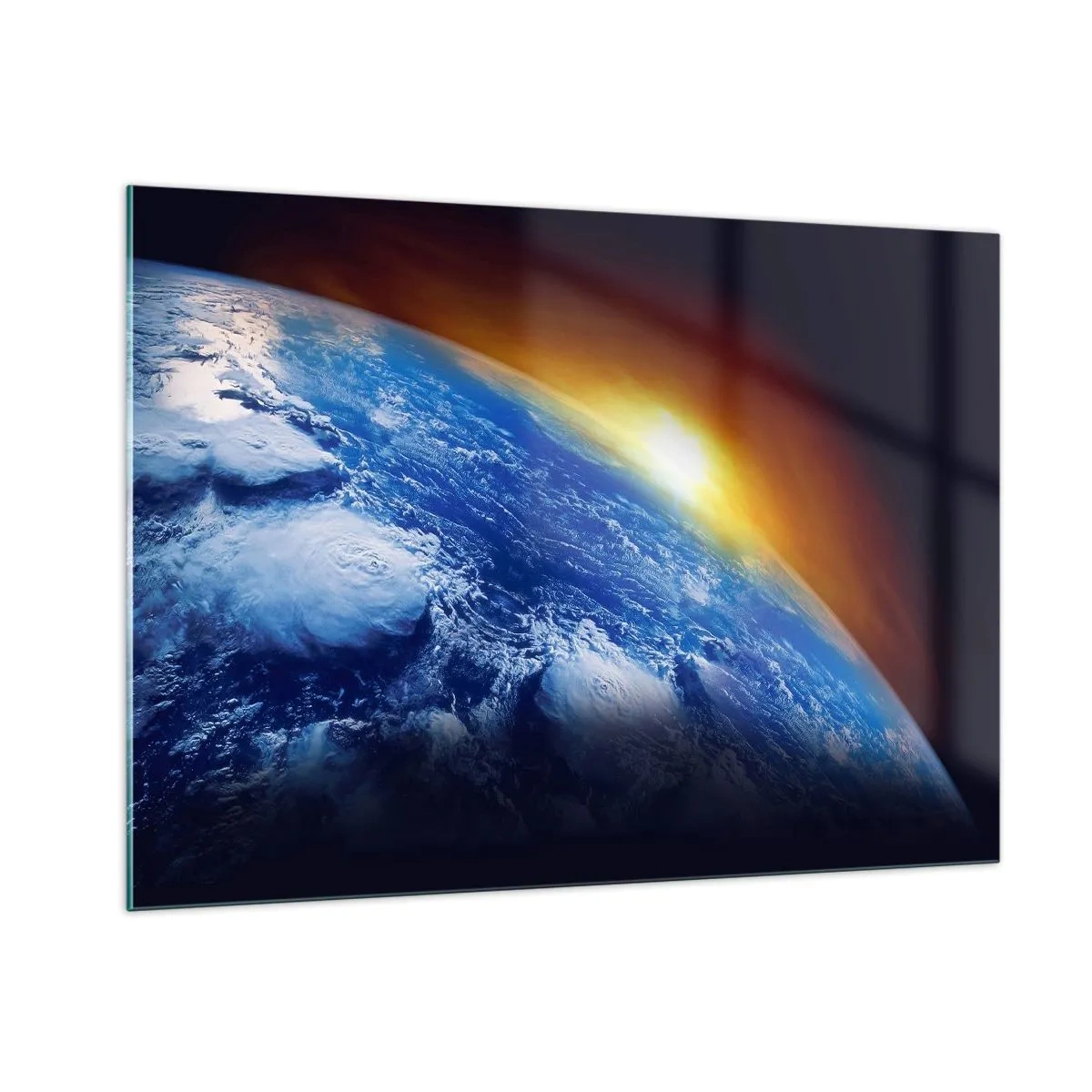 Obraz na skle - Východ slunce nad modrou planetou - 100x70 cm