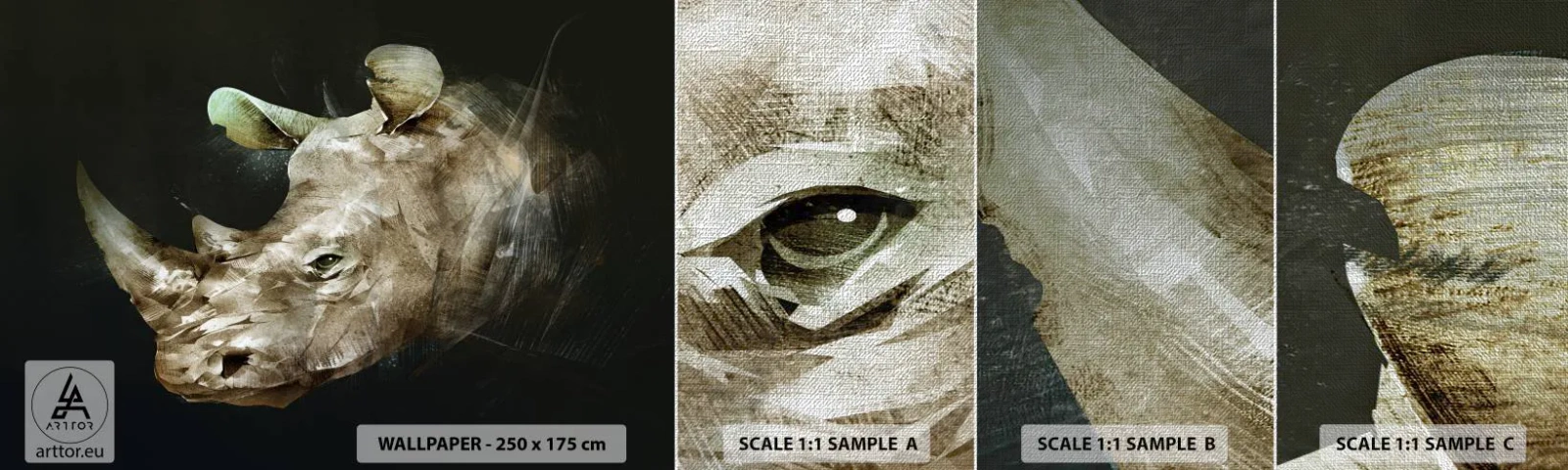 Vzor Fototapety Premium Canvas - Skutečně mužná síla - Abstrakce, Nosorožec, Zvířata - 100x30 cm