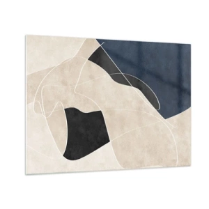 Obraz na skle - Moderní abstrakce s kontrastními formami a liniemi - 70x50cm - Abstraktní kompozice – kontrast barev - Moderní nástěnná dekorace do obývacího pokoje a ložnice ARTTOR