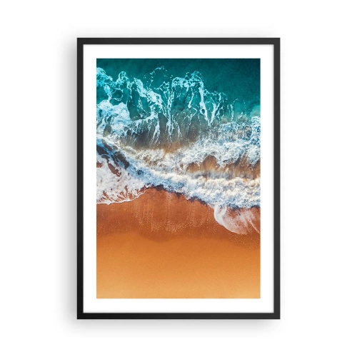 Plakát v černém rámu - Letecký pohled na oceánské vlny a pláž - 50x70cm - Vždy pár - Moderní nástěnná dekorace do obývacího pokoje a ložnice ARTTOR