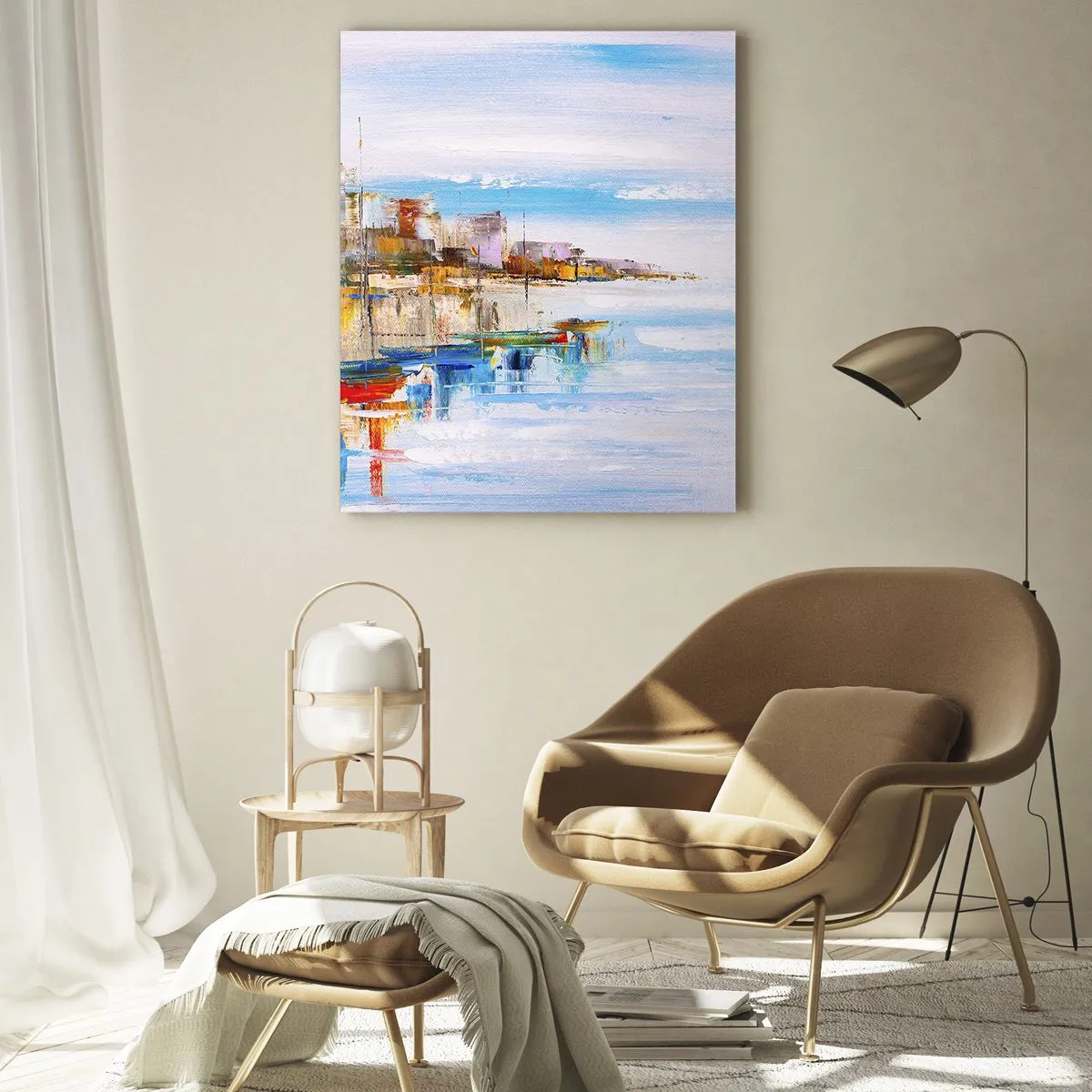Obraz na skle - Vícebarevný městský přístav - 50x70 cm