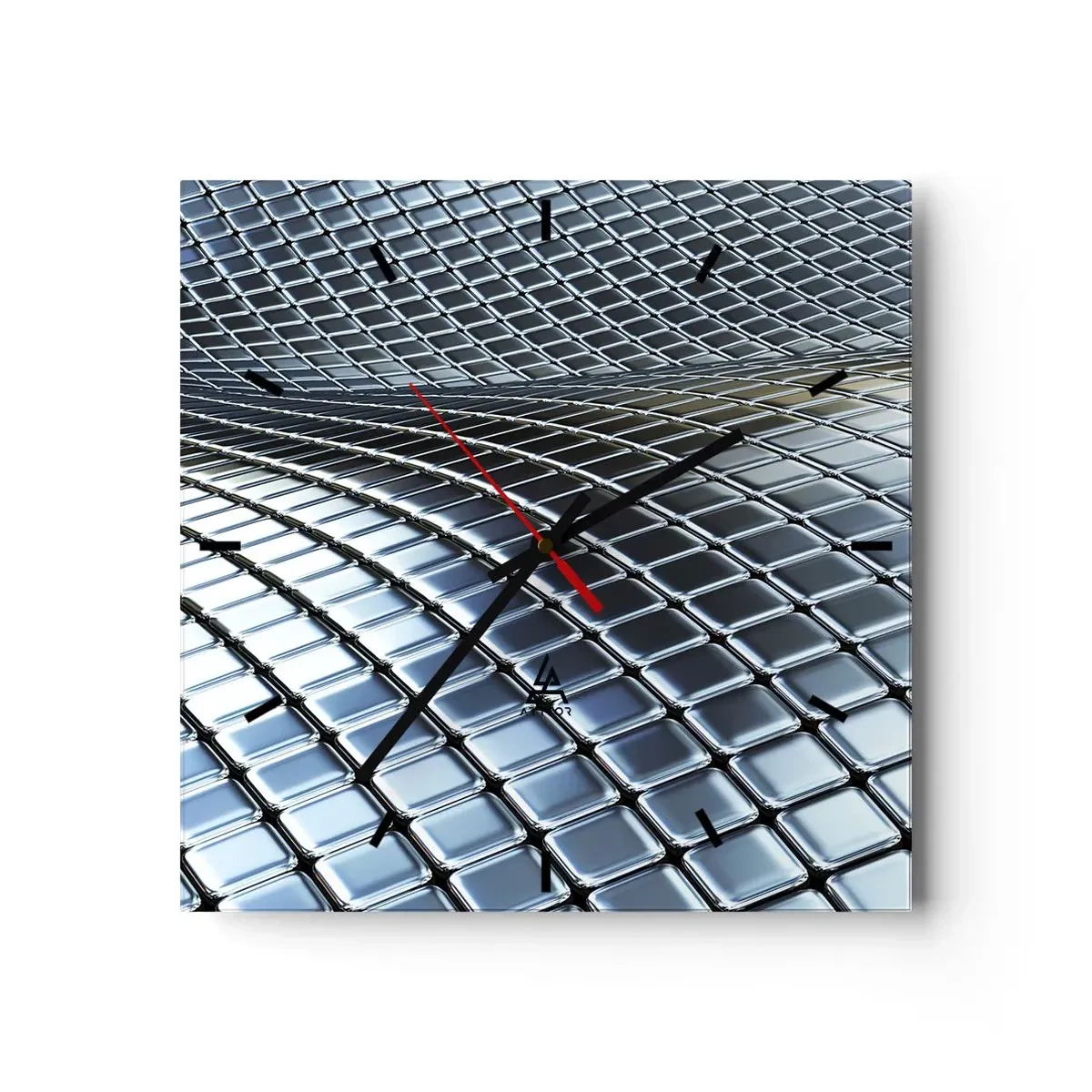 Nástěnné hodiny - Kovová stříbrná vlna - 40x40 cm