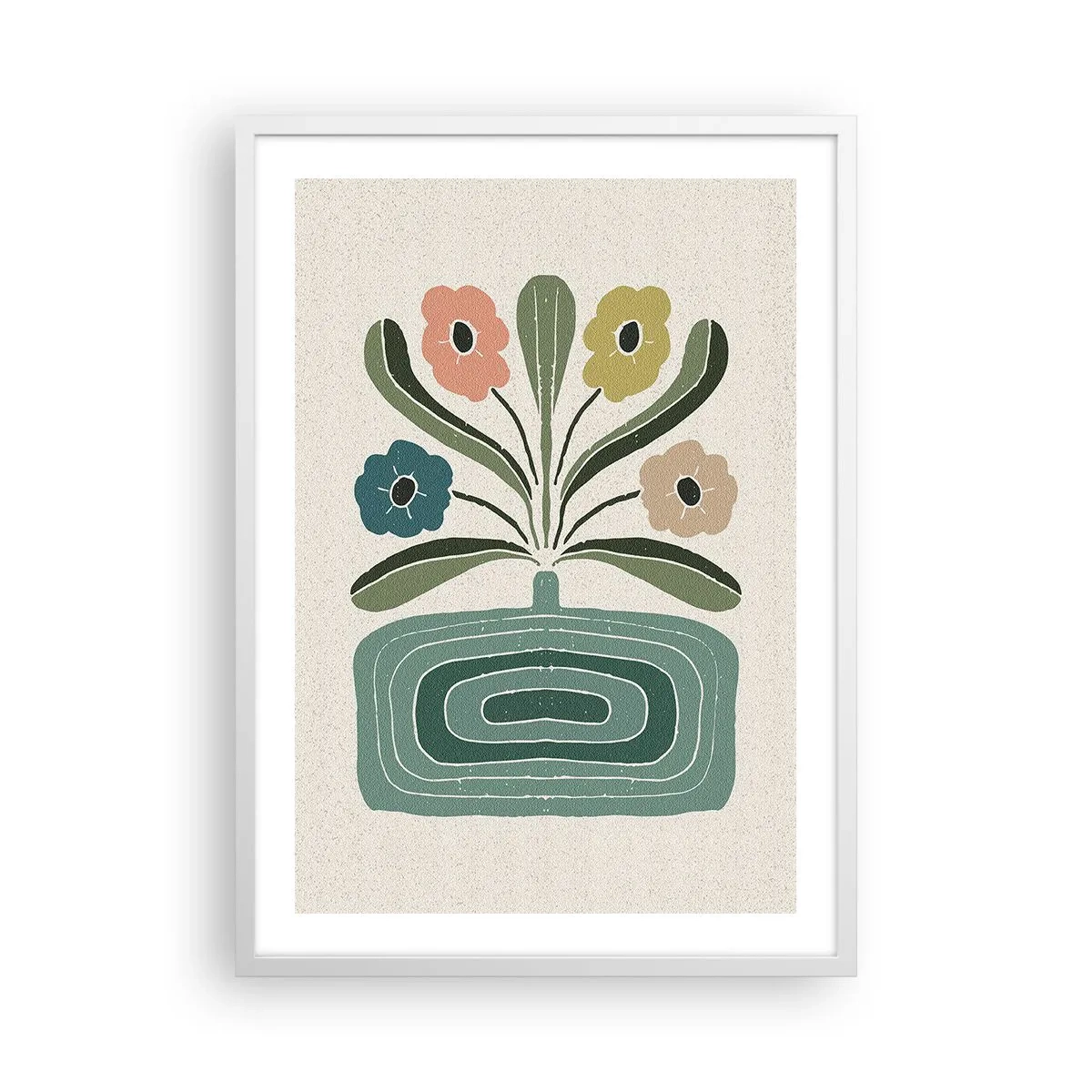 Plakát v bílém rámu - Symetrická kytice - 50x70 cm