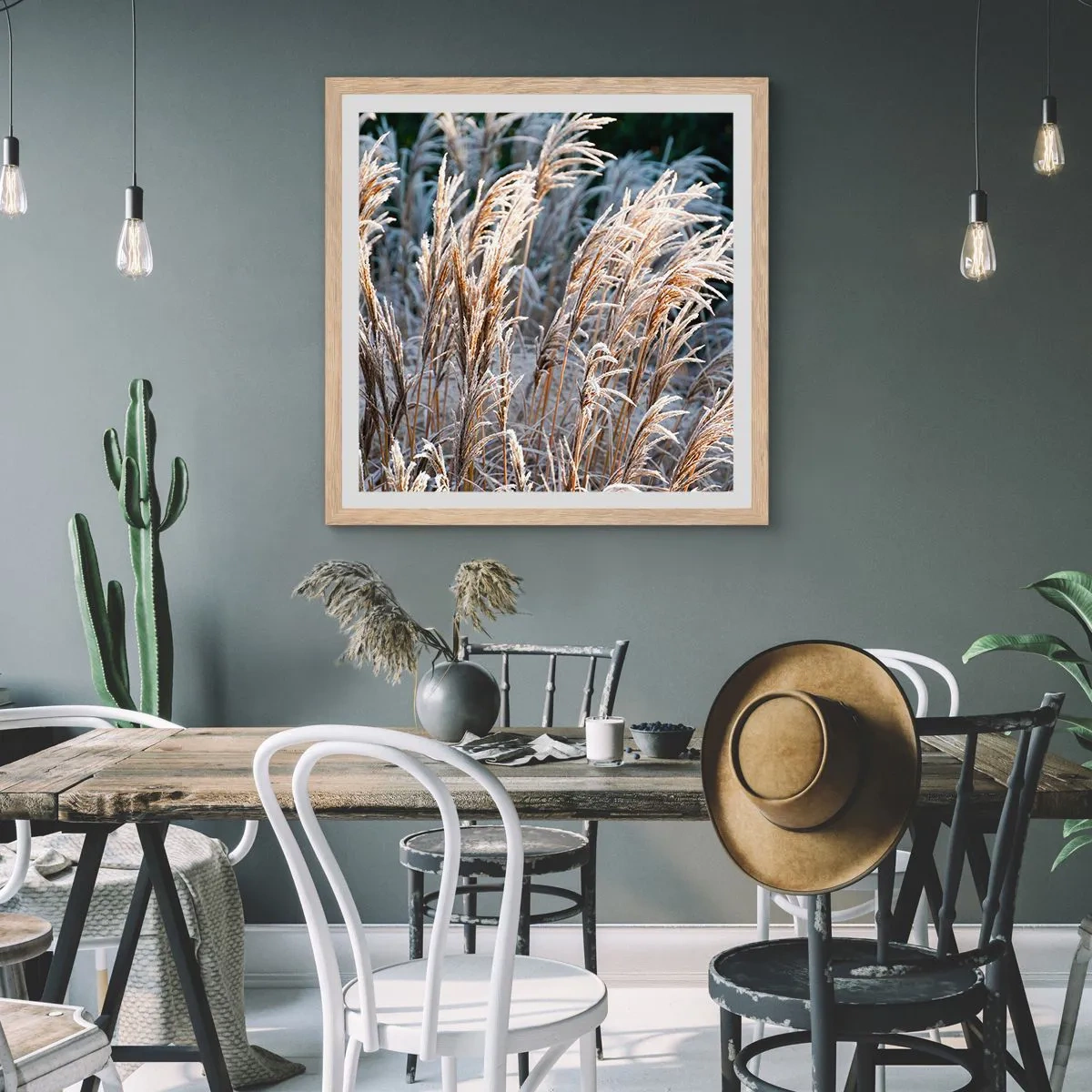 Plakát v rámu světlý dub - Mrazem pokryté - 60x60 cm