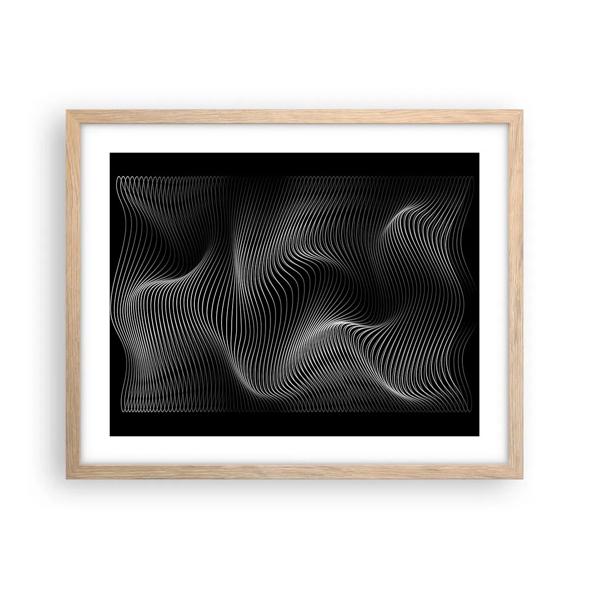 Plakát v rámu světlý dub - Tanec světla v prostoru - 50x40 cm