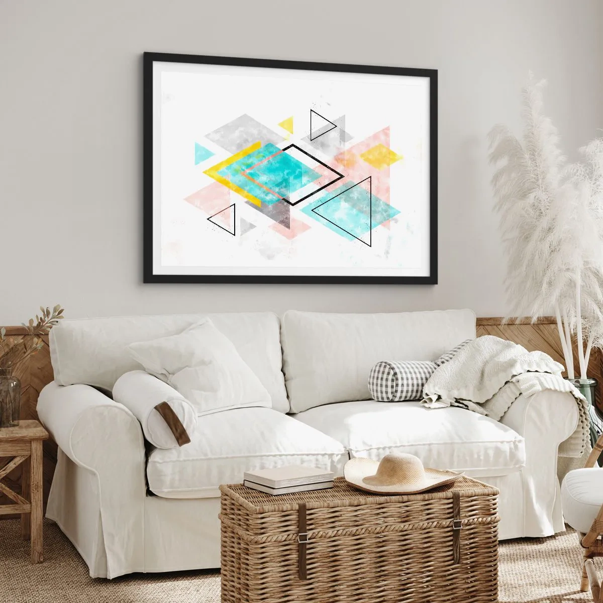 Plakát v černém rámu - Geometrická zábava - 70x50 cm