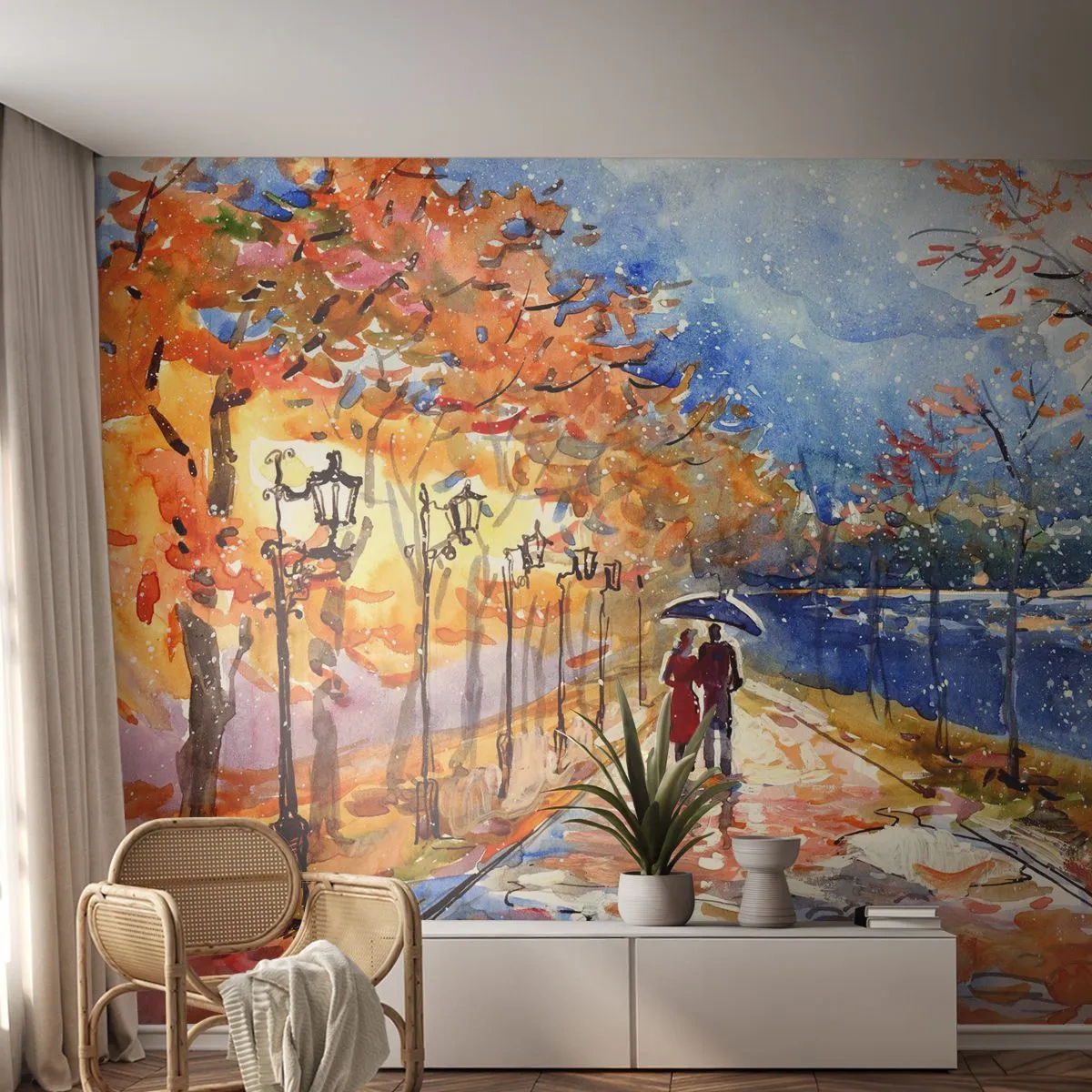 Fototapeta Premium Canvas - Společně k hranici času - Krajina, parkovací třída, Stromy - 250x175 cm