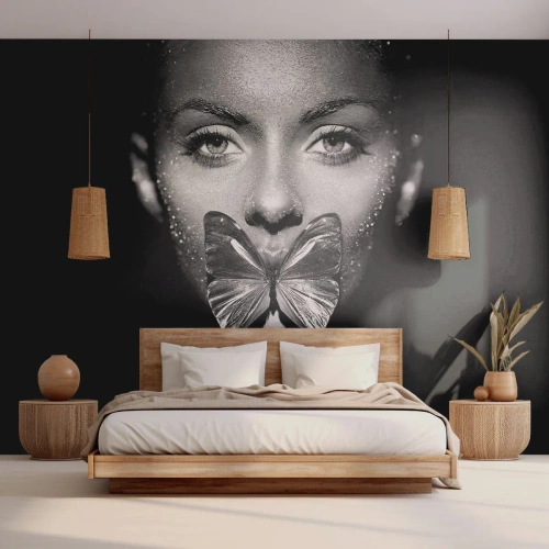 Fototapeta Premium Sand - Motýlí polibek - Abstrakce, Žena, Motýl - 300x210 cm