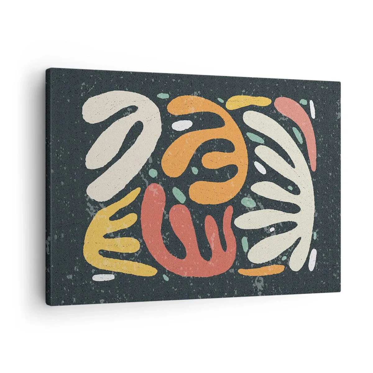 Obraz na plátně - Abstraktní tvary v teplých barvách na tmavém pozadí - 70x50cm - Kompozice – hned tě chytím - Moderní nástěnná dekorace do obývacího pokoje a ložnice ARTTOR