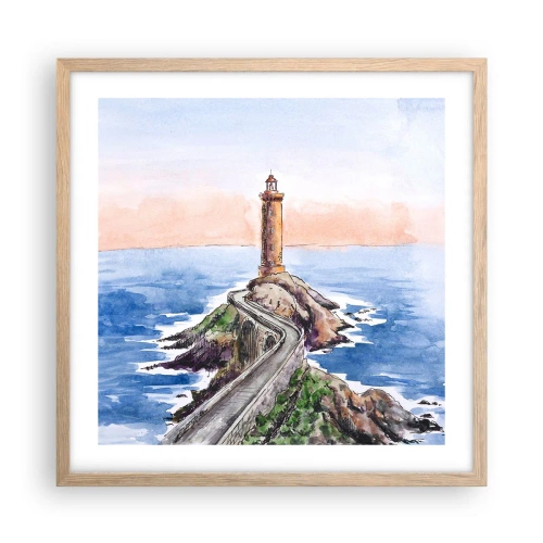 Plakát v rámu světlý dub - Tváří v tvář moři - 50x50 cm