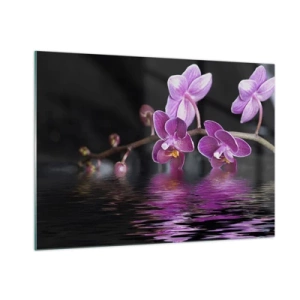 Obraz na skle - Liliový odraz krásy - 100x70 cm