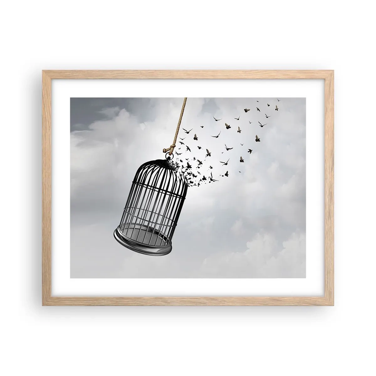 Plakát v rámu světlý dub - Víra… naděje… svoboda! - 50x40 cm