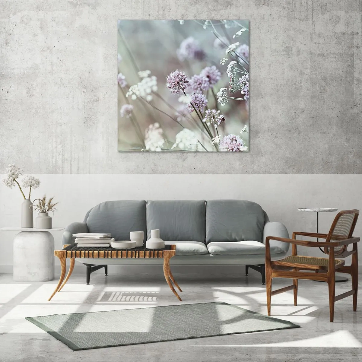 Obraz na skle - Sladké filigrány bylinek - 70x70 cm