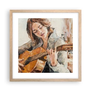 Plakát v rámu světlý dub - Koncert pro kytaru a dívčí srdce - 40x40 cm