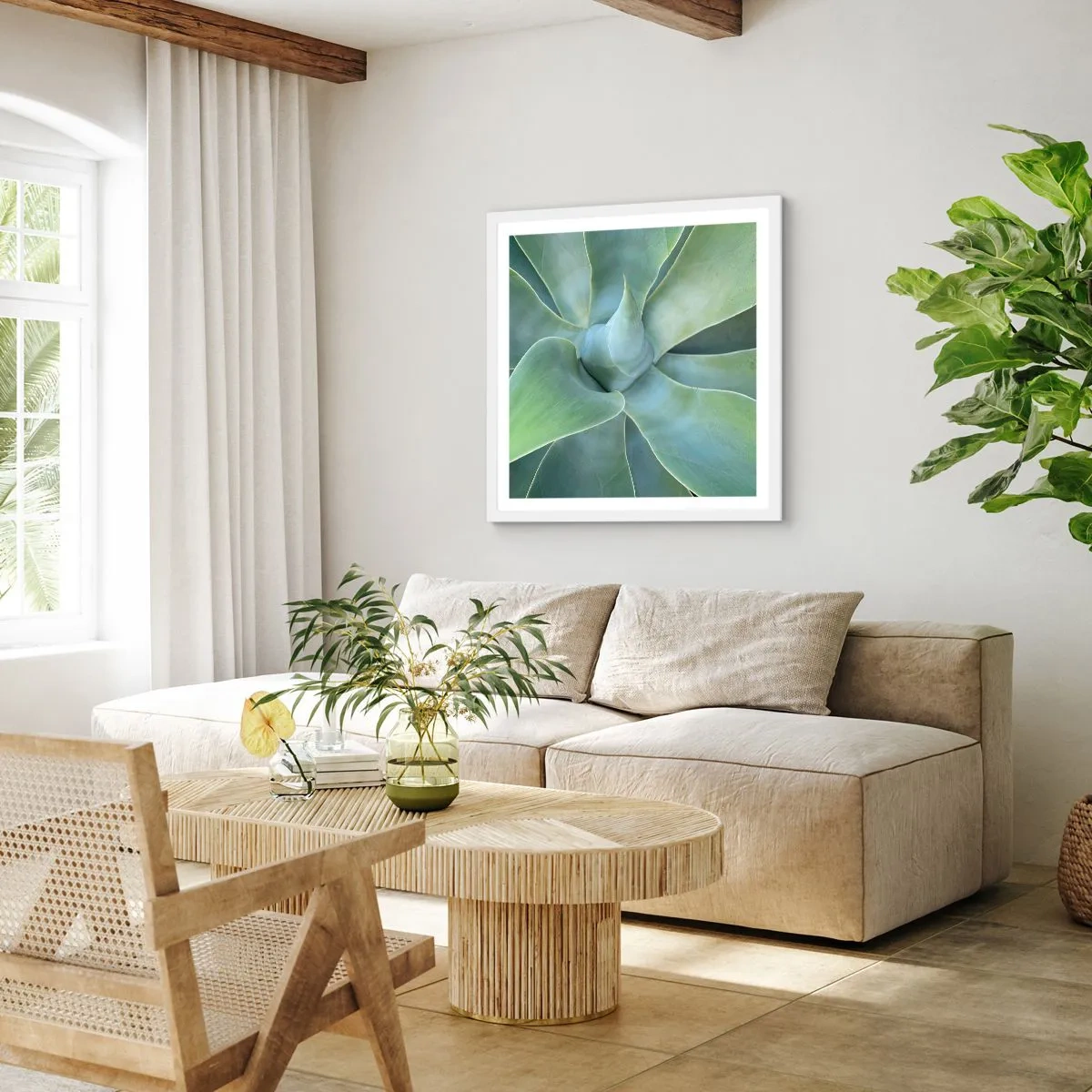 Plakát v bílém rámu - Zrození zeleně - 50x50 cm