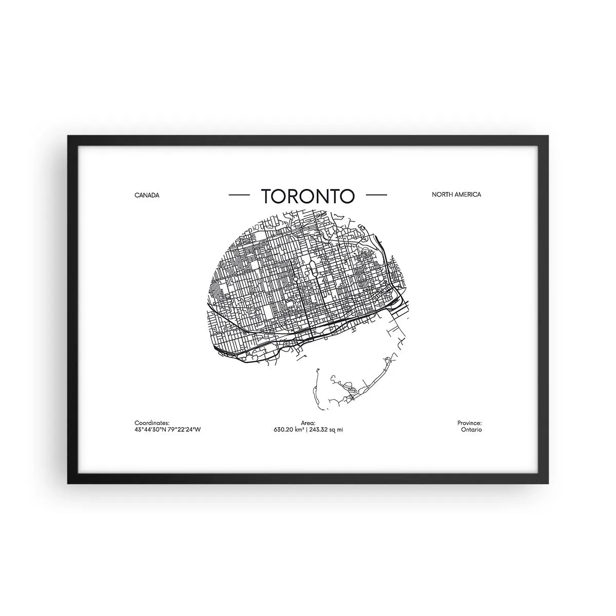 Plakát v černém rámu - Anatomie Toronta - 70x50 cm