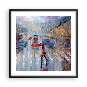 Plakát v černém rámu - Deštivé odpoledne ve městě - 50x50 cm