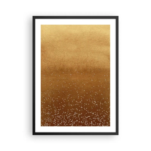 Plakát v černém rámu - Zlatý gradient s drobnými třpytivými prvky - 50x70cm - Zrození světla - Moderní nástěnná dekorace do obývacího pokoje a ložnice ARTTOR
