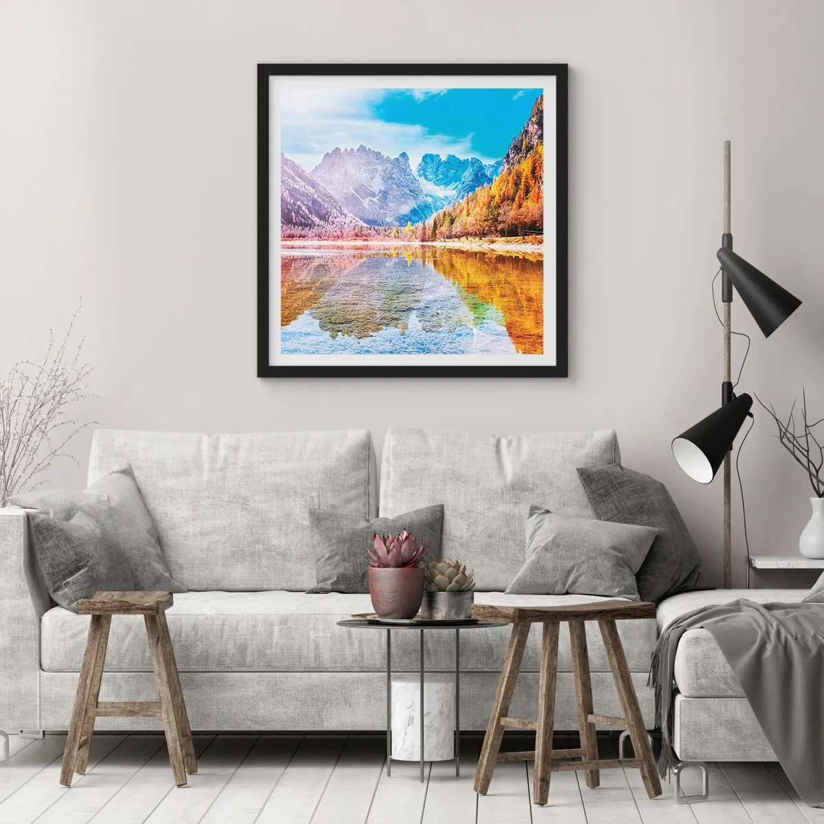 Plakát v černém rámu - A v horách už je podzim - 50x50 cm