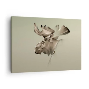 Obraz na plátně - Abstraktní obraz losa na minimalistickém pozadí - 70x50cm - Jemná síla klidu - Moderní nástěnná dekorace do obývacího pokoje a ložnice ARTTOR