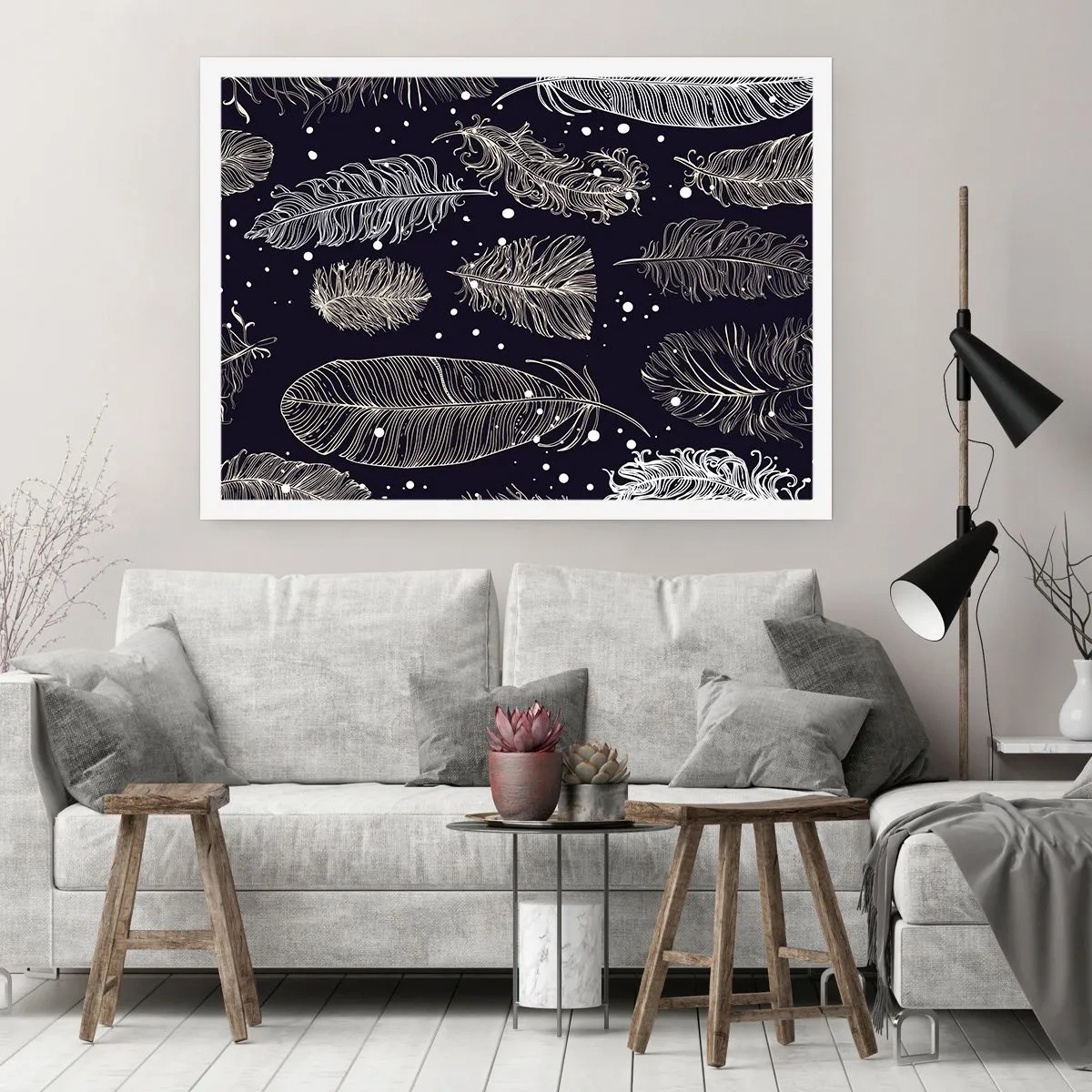 Plakát - Krajka s peřím - 100x70 cm