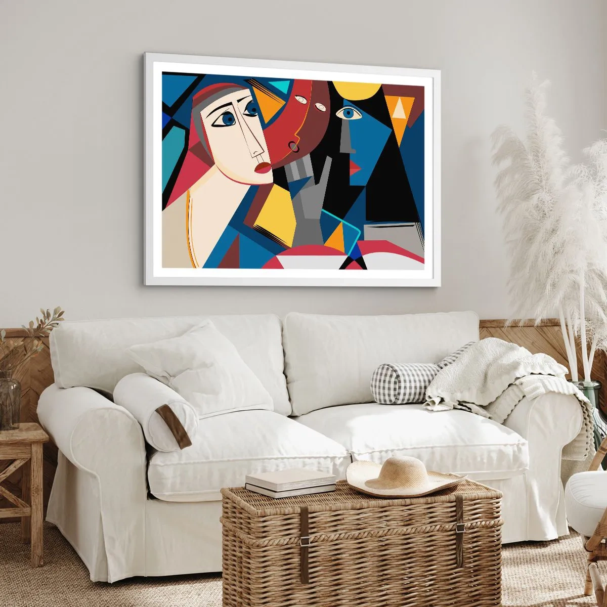 Plakát v bílém rámu - Konverzace kubistů - 100x70 cm