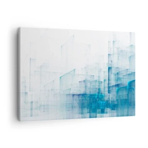 Obraz na plátně - Abstraktní geometrické tvary v odstínech modré - 70x50cm - Jak se stal prostor - Moderní nástěnná dekorace do obývacího pokoje a ložnice ARTTOR