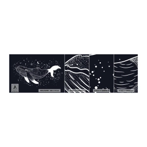 Vzor Fototapety Samolepicí Deluxe Sticker - V oceánu vesmíru - Abstrakce, Velryba, Černý a bílý - 100x30 cm