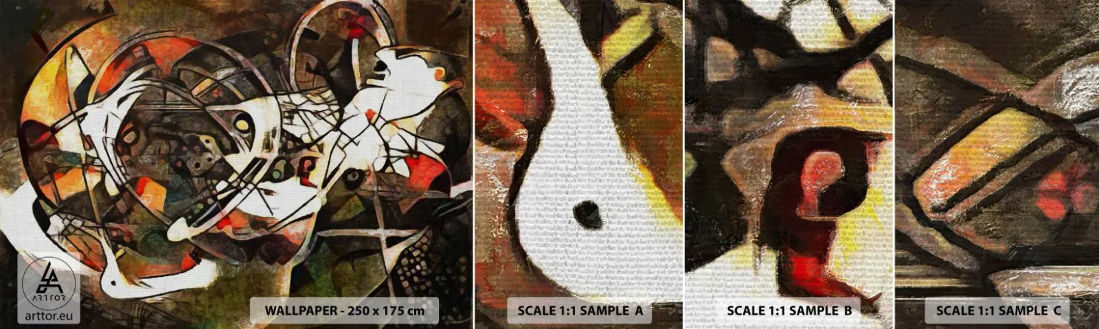 Vzor Fototapety Samolepicí Deluxe Sticker - Slyšíš pohyb? - Abstrakce, Kubismus, Kus - 100x30 cm