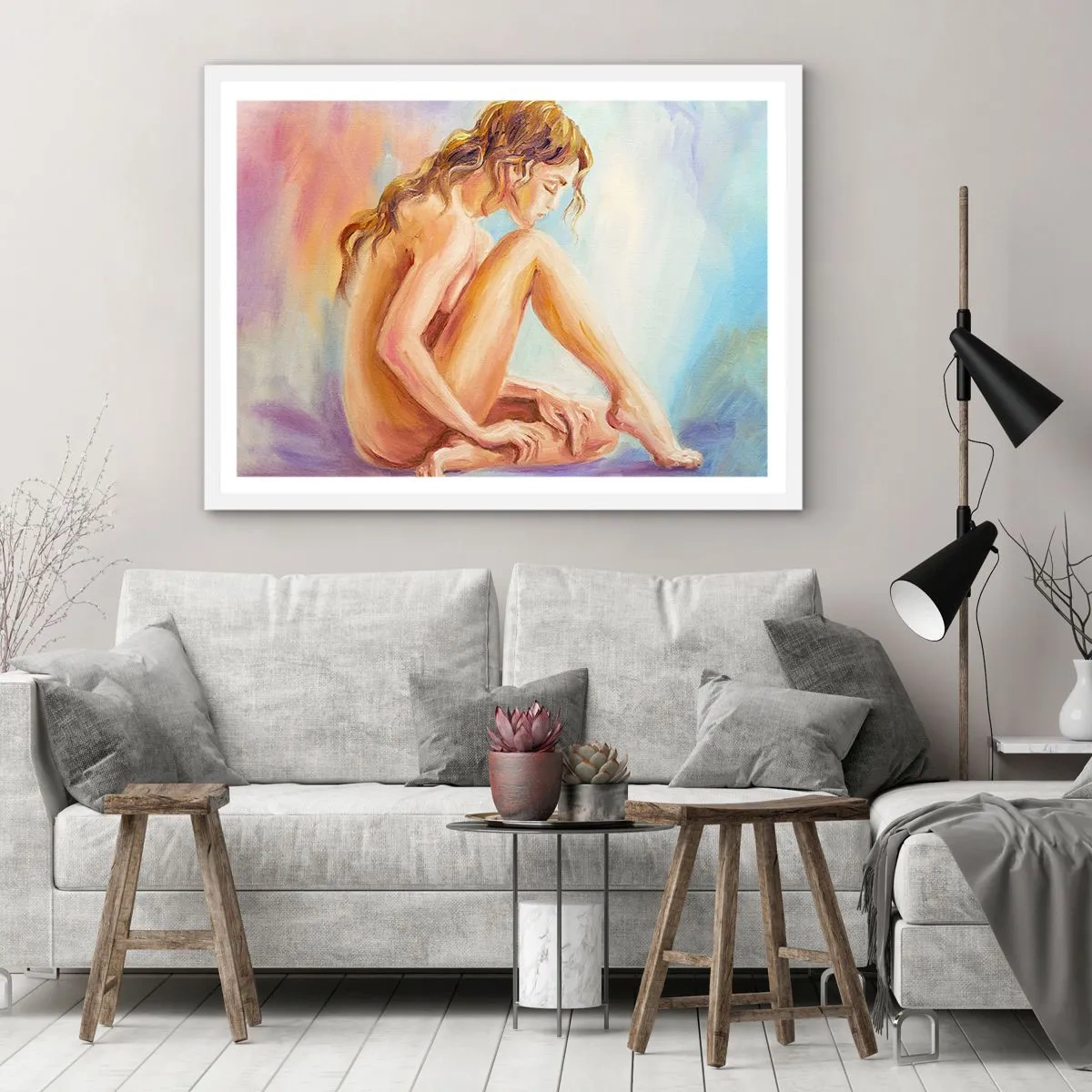 Plakát v bílém rámu - Akt mládí - 100x70 cm
